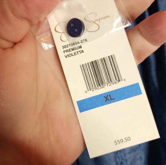 NWT Jessica Simpson Stretch Chambray Eyelet Ruffle Sleeve Violetta Top Size XL - Picture 4 of 16